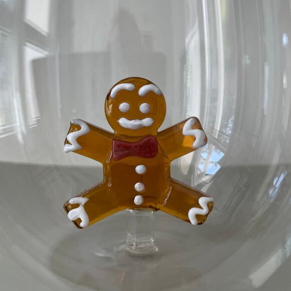 NEIMAN MARCUS Gingerbread Man Stemless Wine Glass Set of 2 Holiday Barware NEW - Picture 7 of 12